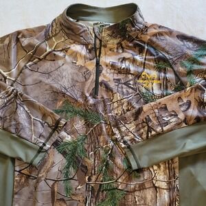 RealTree Men's 2XL Green Camouflage Long Sleeve 1/4 Zip Scent‎ Factor PT 5007